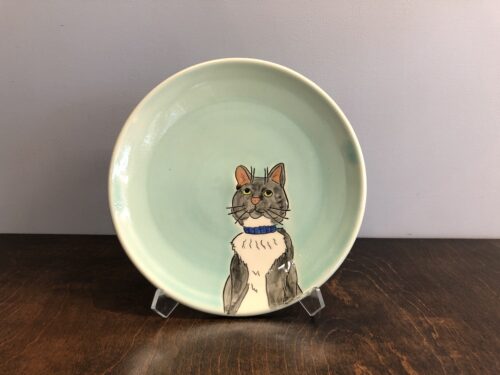 handmade custom pet portrait plate asheville